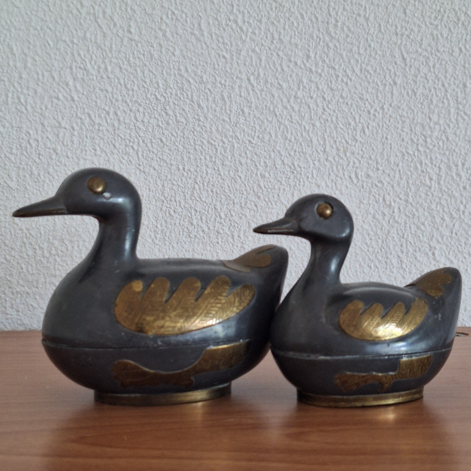 Vintage tinnen koper eenden doosjes tin, Ophalen of Verzenden