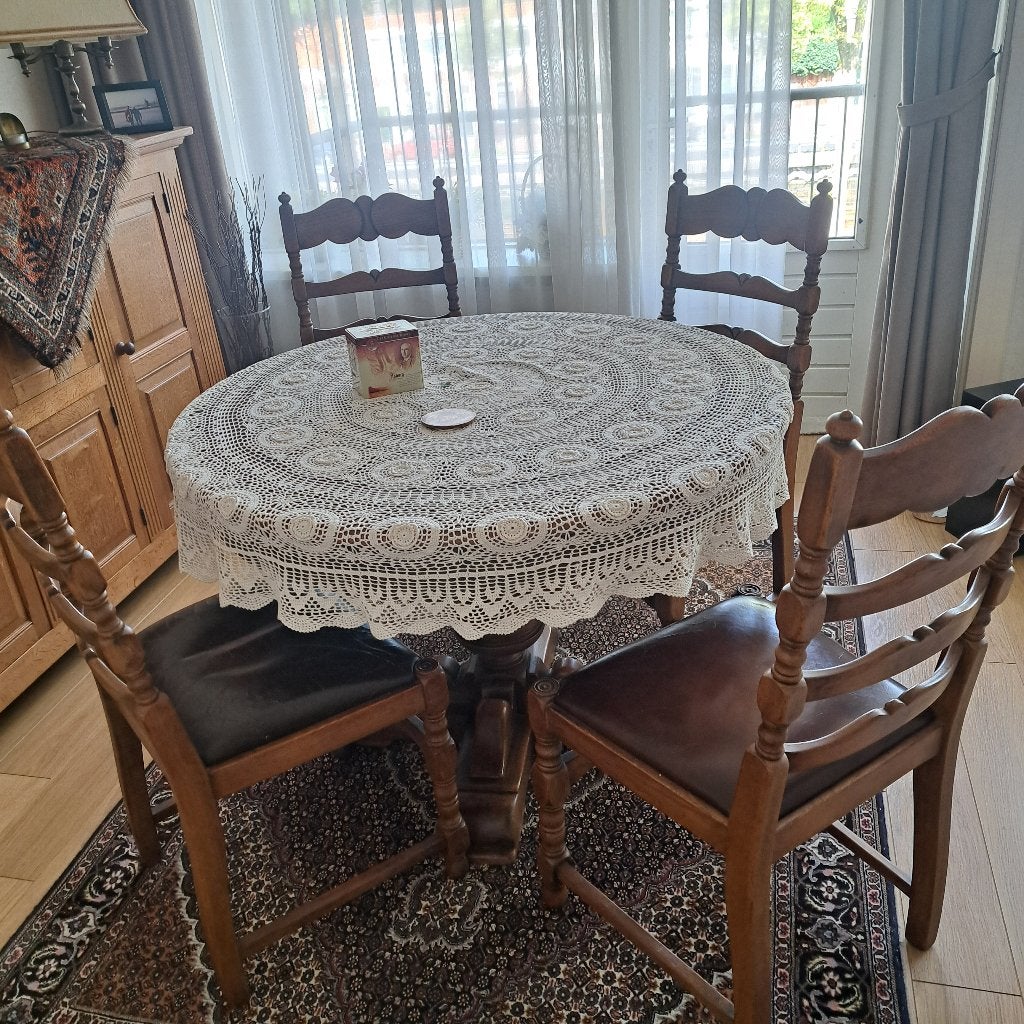 Eettafel uitschuifbaar. Incl 6 stoelen, Ophalen, 100 tot 150 cm, 50 tot 100 cm, Zo goed als nieuw