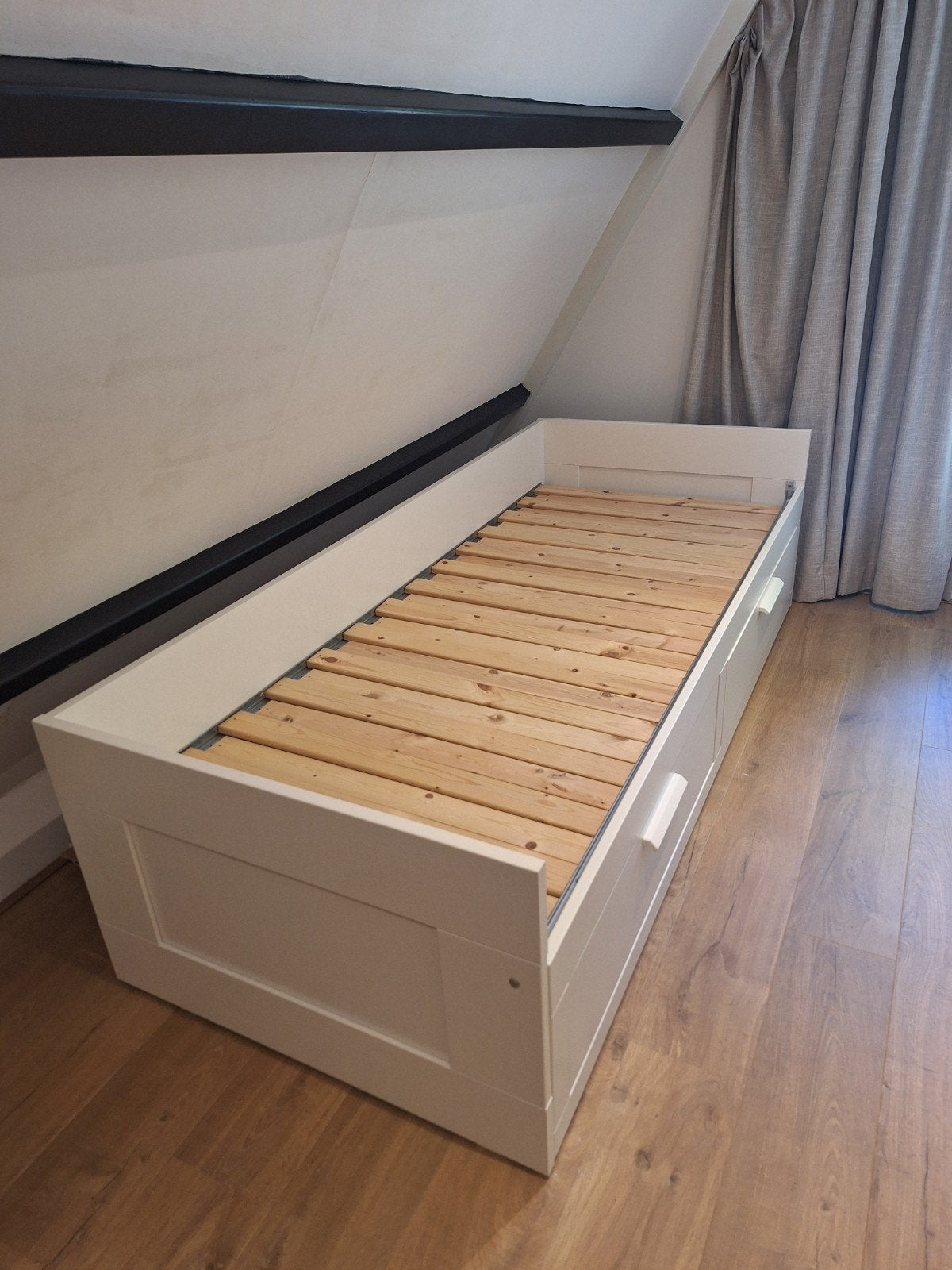 Uitschuifbaar bed (IKEA Hemnes) met 2 lades, Ophalen, Wit, Tweepersoons, 80 cm
