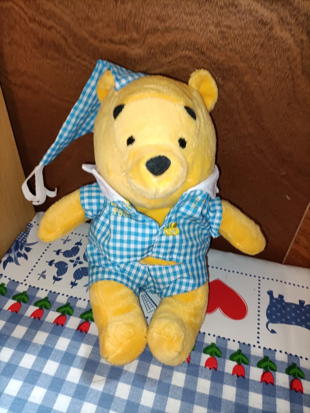 Vintage Winnie de pooh knuffel met blauwe pyama, Ophalen of Verzenden, Zo goed als nieuw, Overige typen