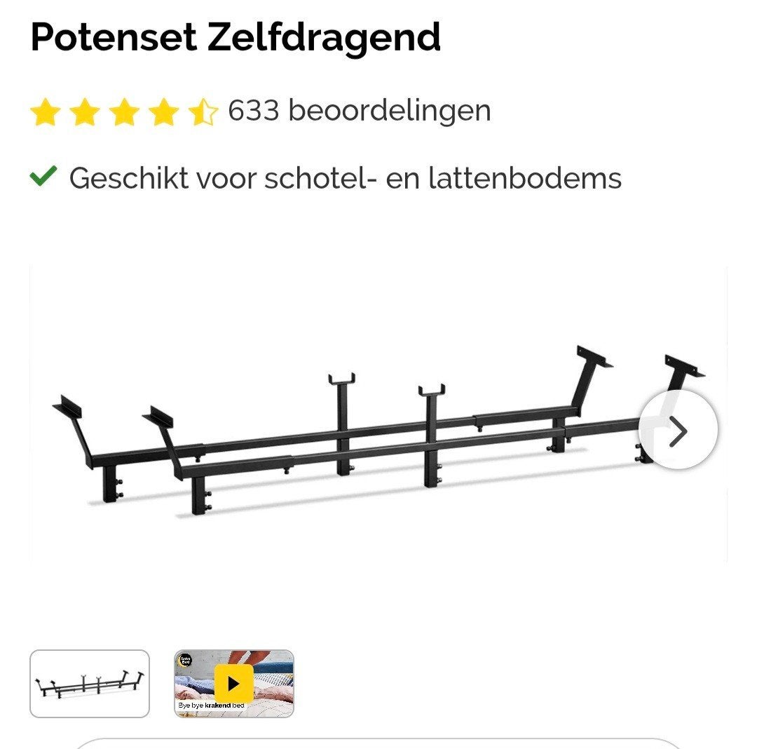 Potenset Zelfdragend Zwart Metaal Verstelbaar, Ophalen, Zwart, Tweepersoons, Overige maten