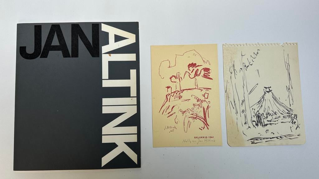 Jan Altink kaart schets en boekje, Antiek en Kunst, Ophalen of Verzenden