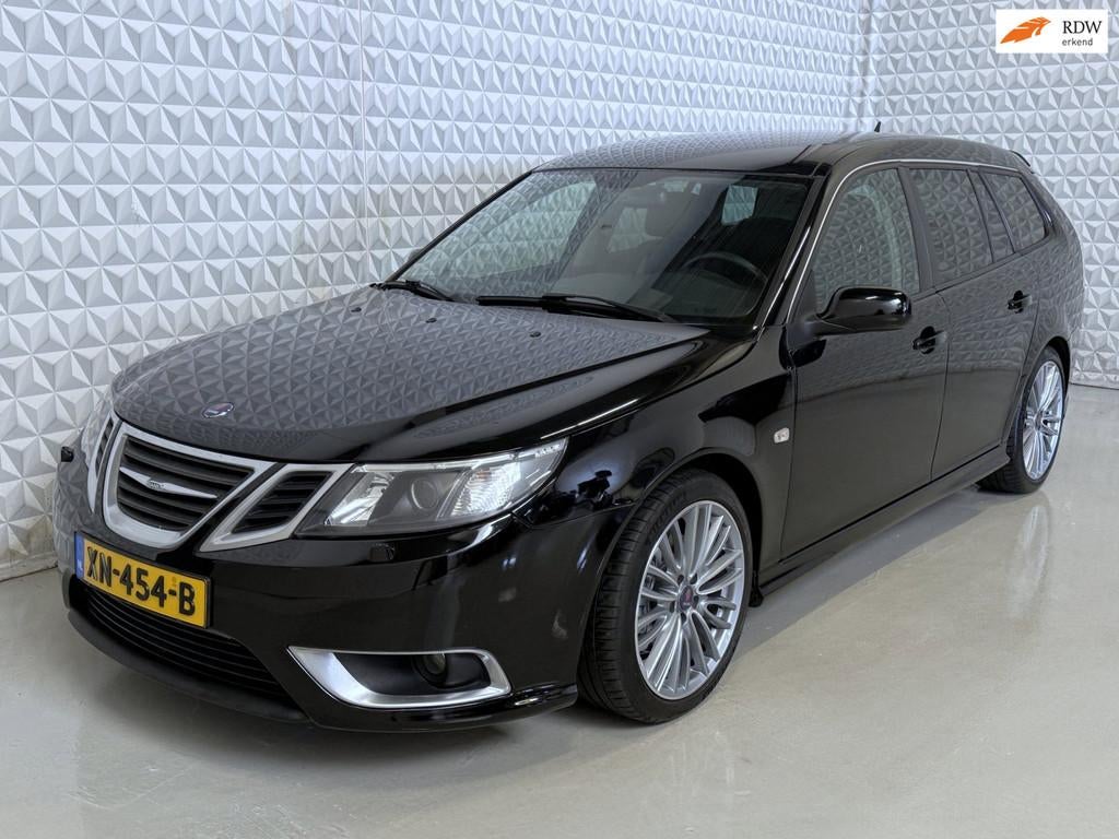 Saab 9-3 Sport Estate 2.8 T V6 Aero / 280PK AUTOMAAT (2009), Auto's, Gebruikt, Zwart, Leder, 1570 kg