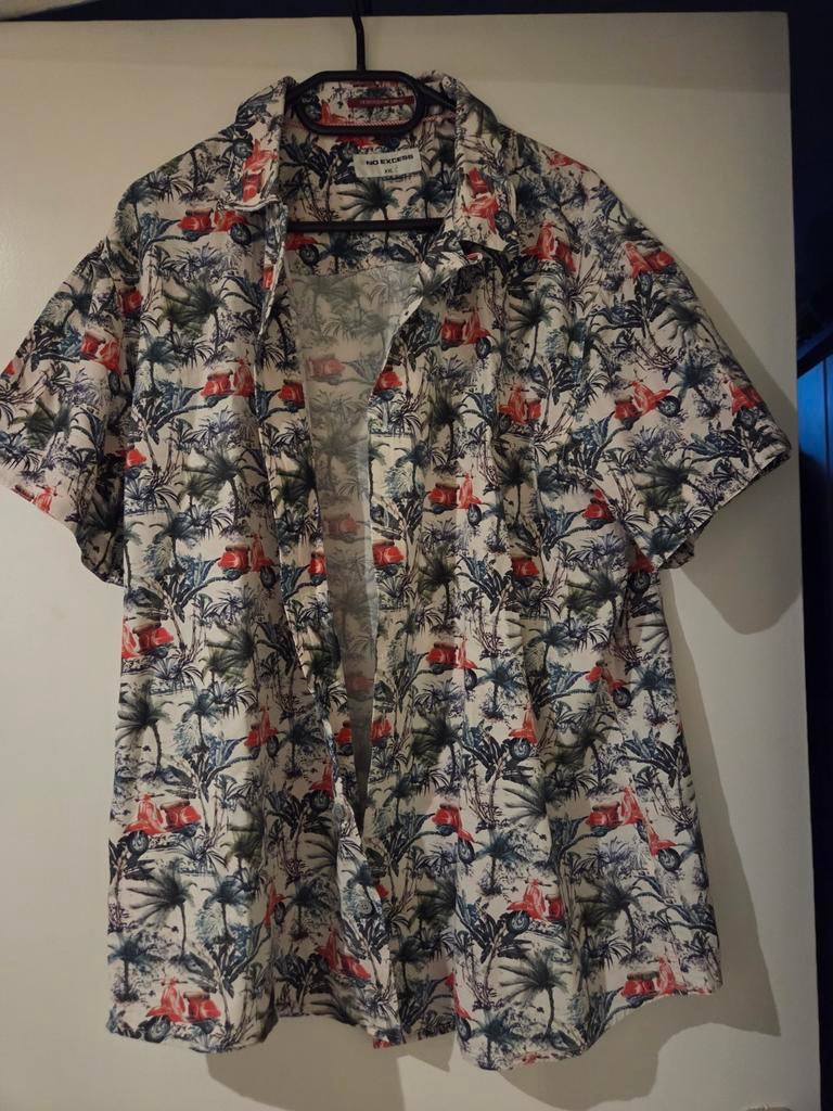 No Excess Hawaii overhemd XXL - Zo goed als nieuw, Wit, Ophalen of Verzenden, Zo goed als nieuw, Overige halswijdtes