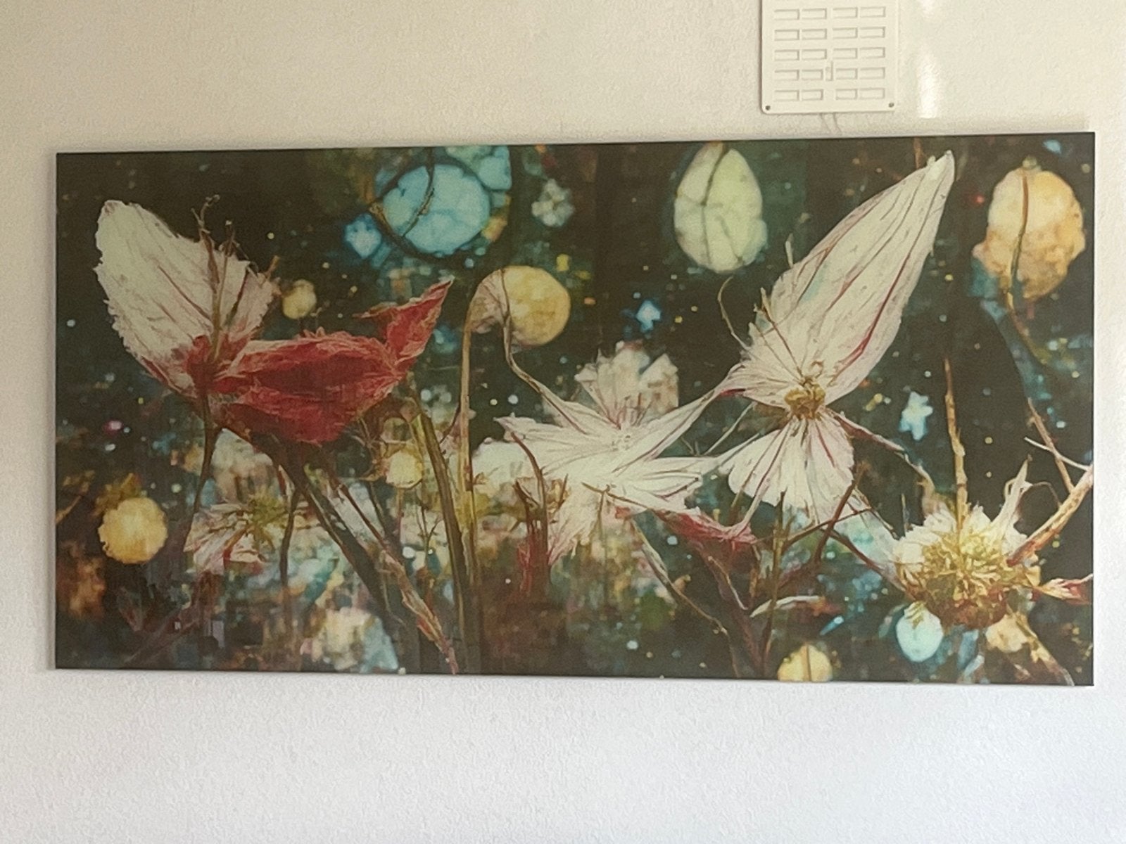 Abstracte bloemenpracht op glas, Antiek en Kunst, Kunst | Schilderijen | Klassiek, Abstract, Handgeschilderd, Ophalen, Bloemen