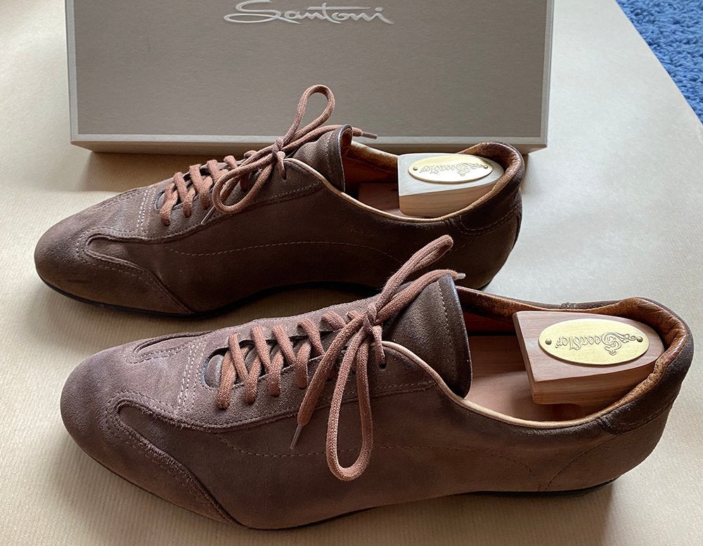 Santoni sneakers heren – bruin suède – maat 42 / UK 8, Bruin, Ophalen of Verzenden, Sneakers of Gympen, Santoni