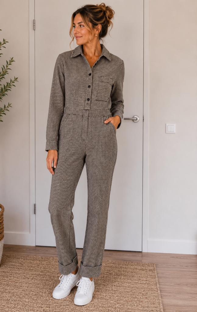 Mango jumpsuit maat XS bruin/zwart ruit, Mango, Bruin, Ophalen of Verzenden, Zo goed als nieuw