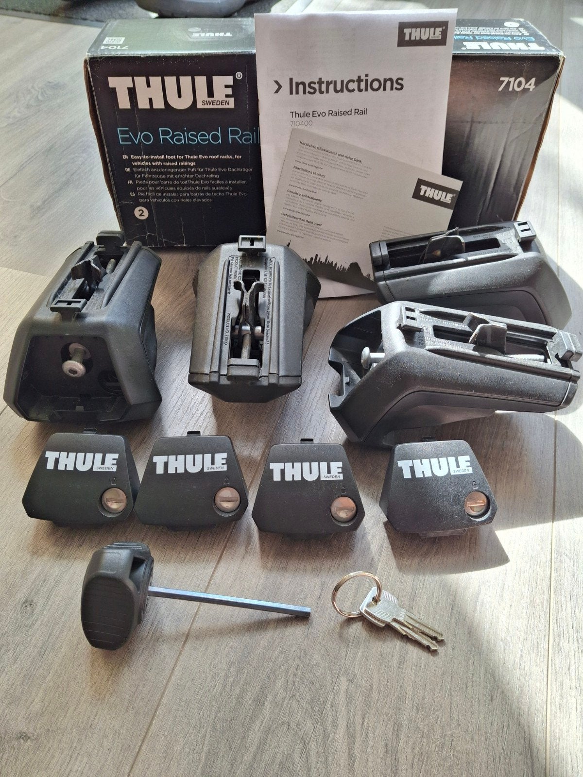 Thule Evo Raised Rail 7104 dakdragerset, Auto diversen, Dakdragers, Ophalen of Verzenden, Gebruikt