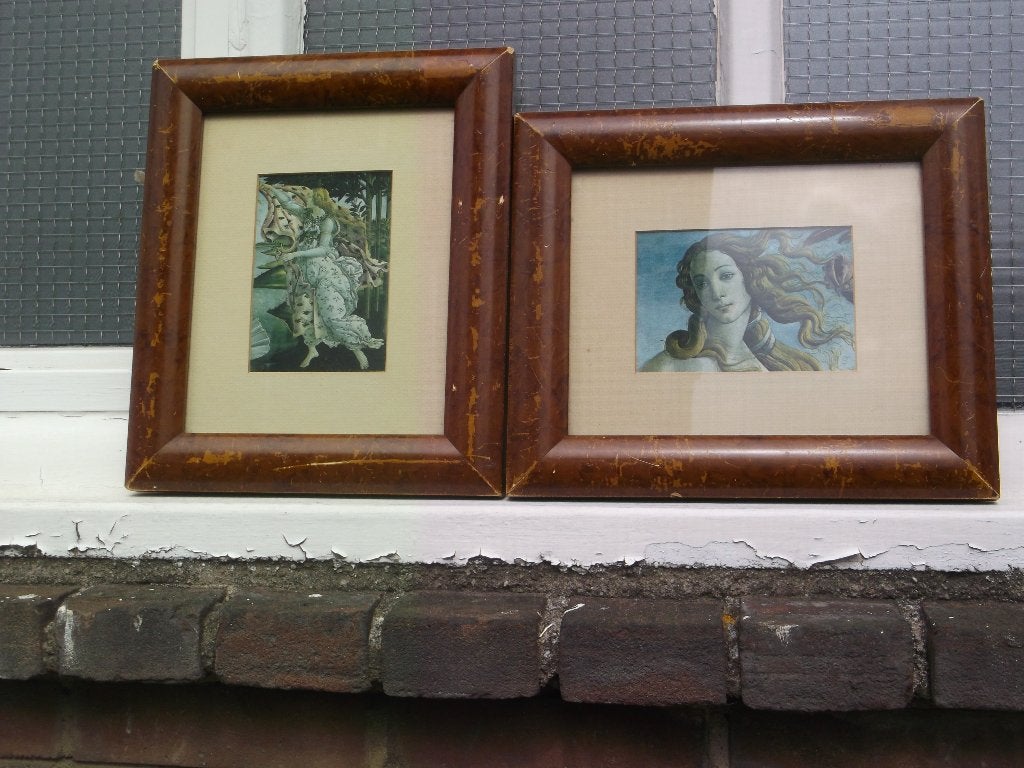 Twee prent fragmenten van De Geboorte van Venus (Botticelli), Ophalen of Verzenden, Zo goed als nieuw, Minder dan 50 cm, Print