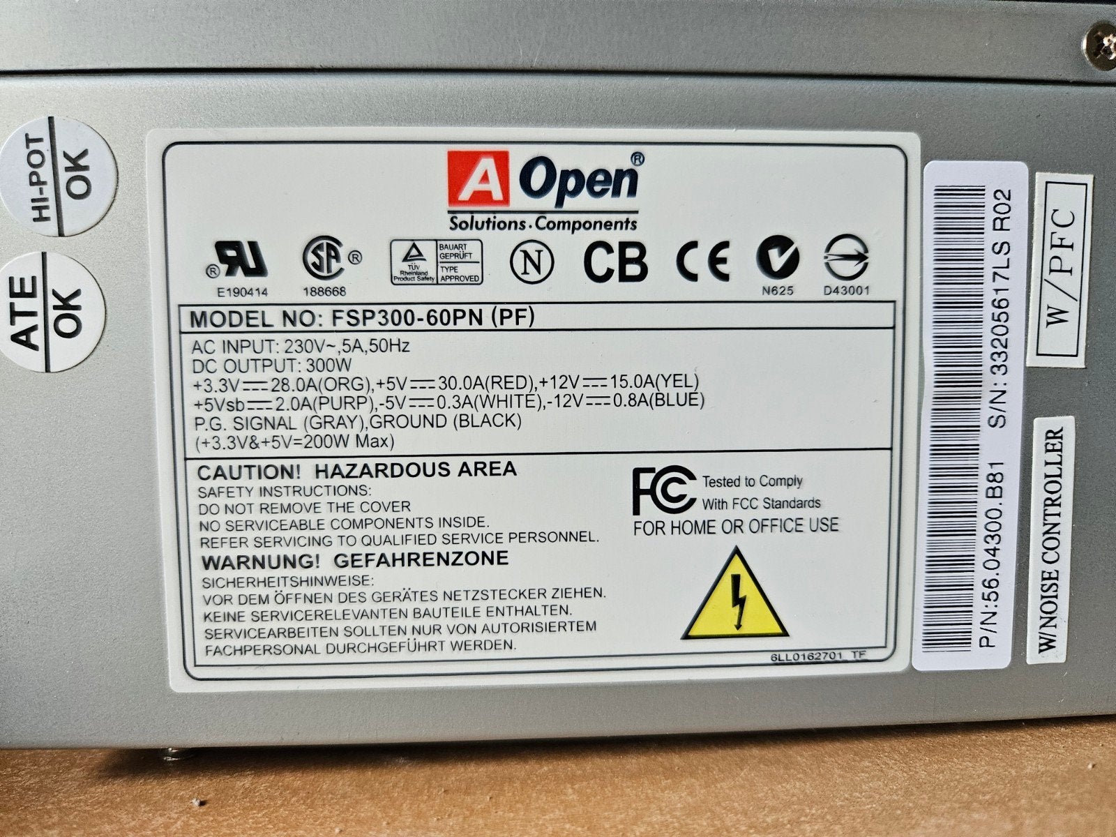 A Open FSP300-60PN (PF) PC Voeding 300W, Computers en Software, Ophalen of Verzenden