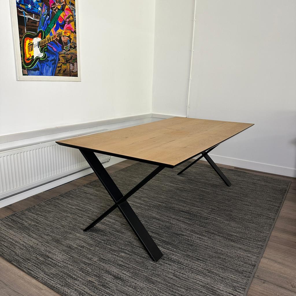 Industriële eikenhouten eettafel 200x100 – TWV €995,-, Verzenden, ., Eikenhout, 200 cm of meer