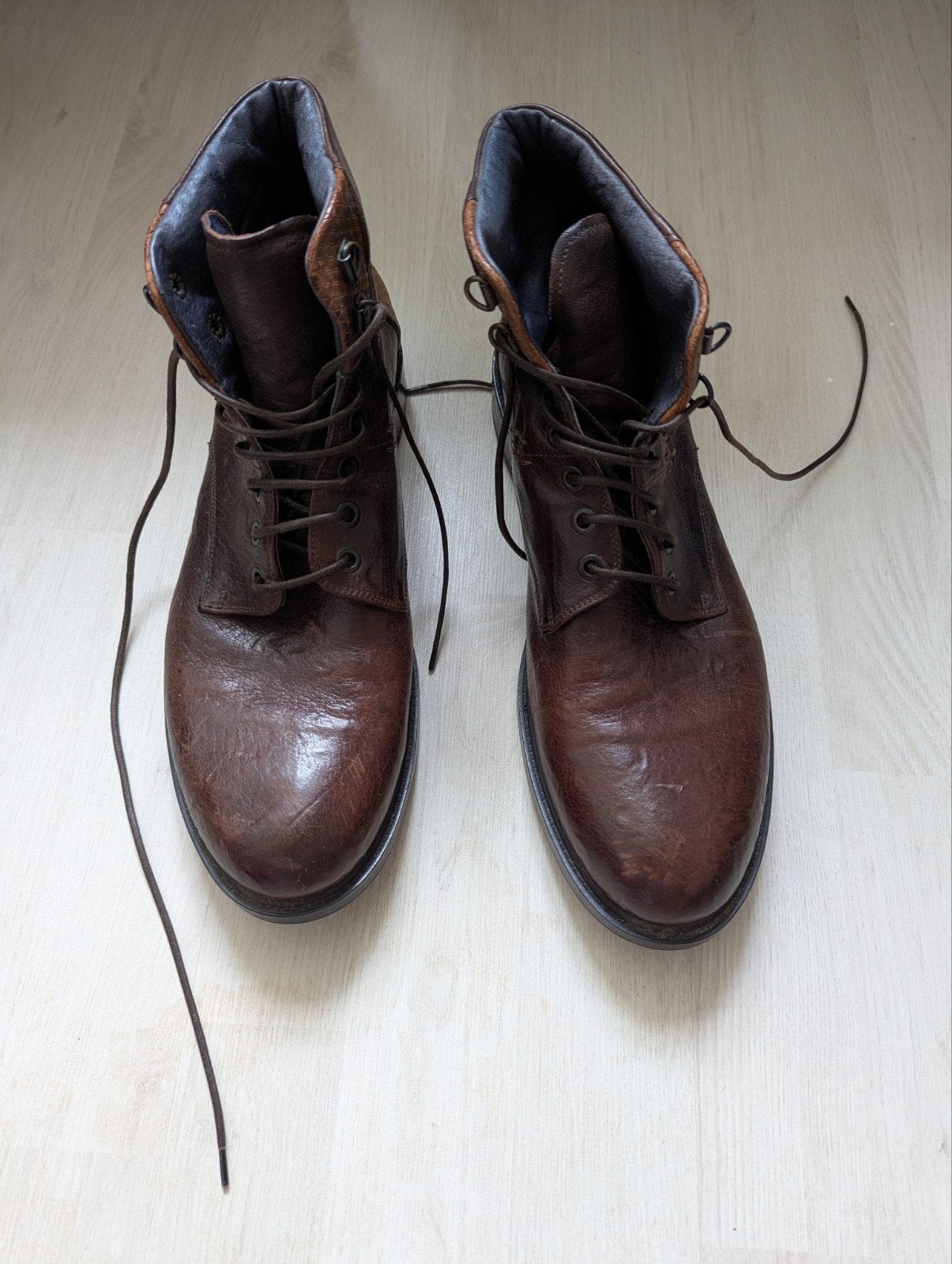 Lorenzi Italy handgemaakte leren herenlaarzen - Maat 43, Ophalen, Bruin, Boots, Nieuw