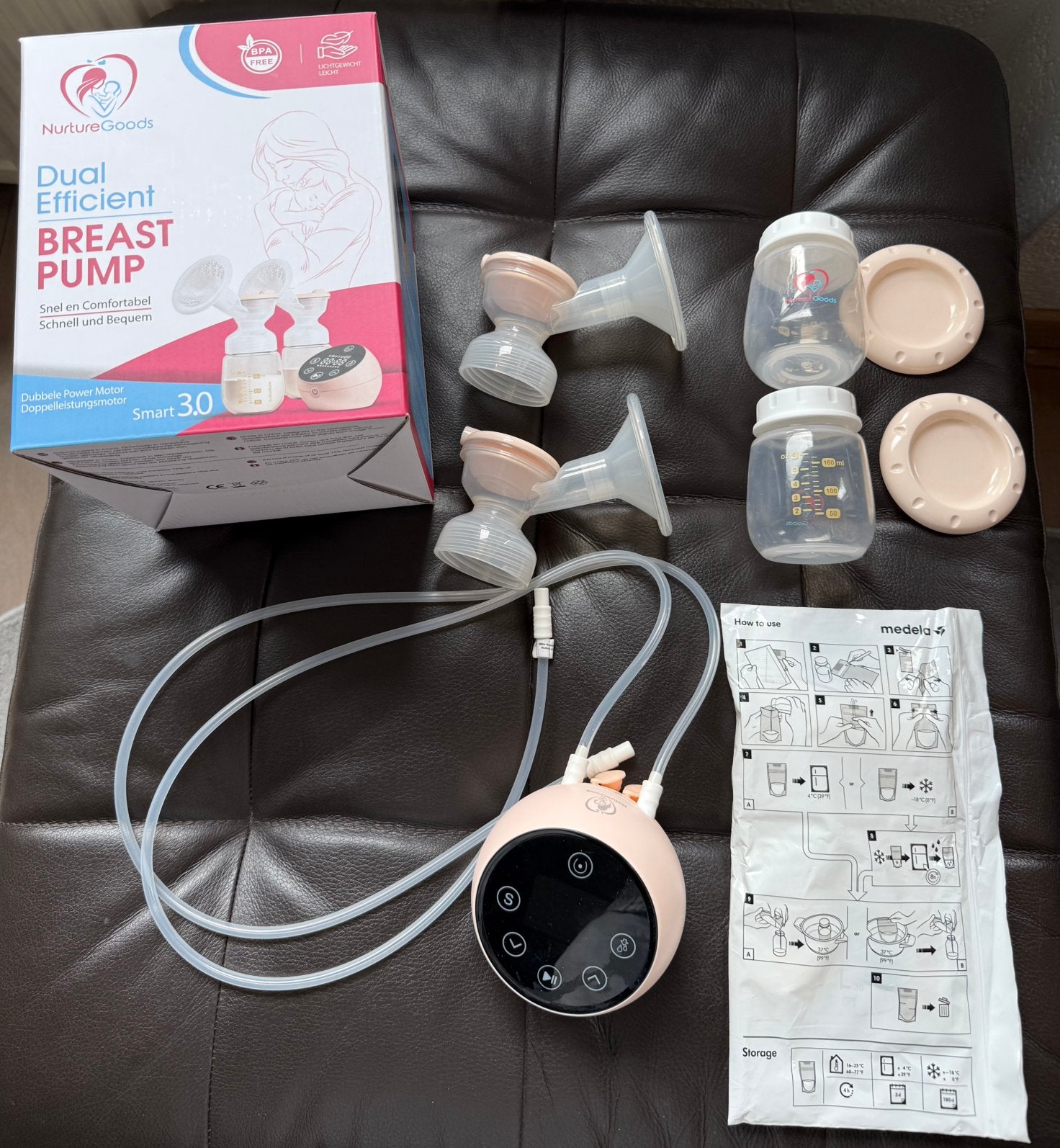 Borstkolf NurtureGoods 3.0 incl. zakjes en koeltas, Overige merken, Draadloos, Borstkolf, Ophalen of Verzenden