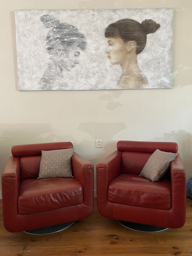 Groot formaat acryl schilderij modern/artistiek 198 x 100cm, Ophalen, Abstract, Acrylverf, Overige materialen