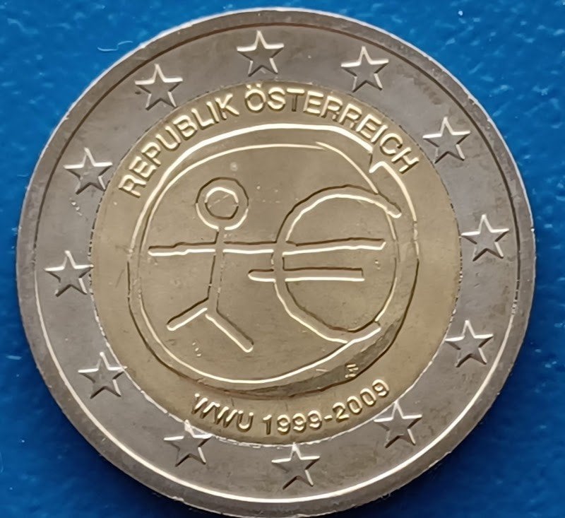 Oostenrijk 2 Euro "10 Jaar EMU" - 2009, Postzegels en Munten, Munten | Europa | Euromunten, Verzenden, Oostenrijk, 2 euro, Losse munt