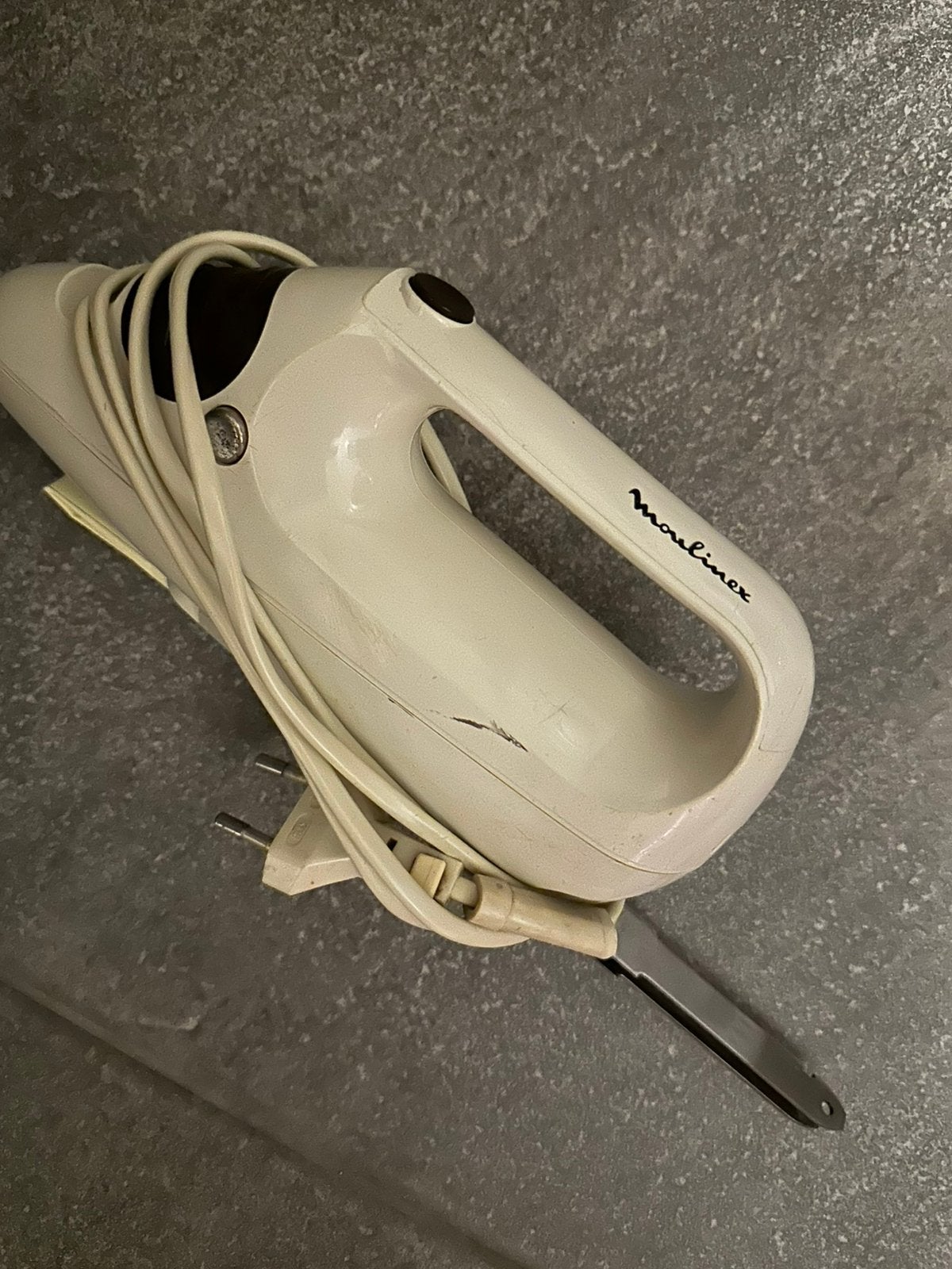 elektrisch mes moulinex, Huis en Inrichting, Ophalen of Verzenden, Gebruikt, Rvs of Chroom