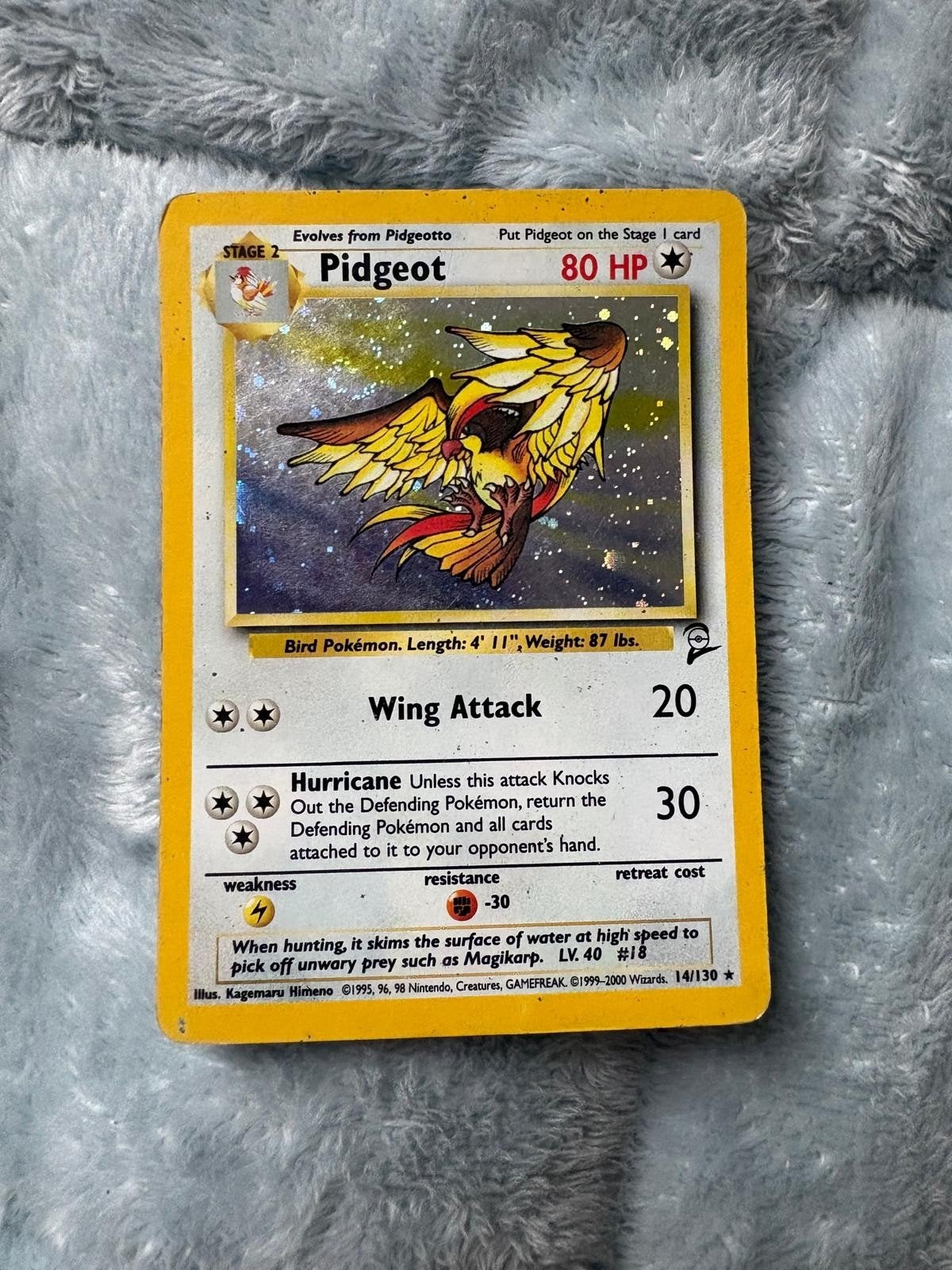 Pidgeot 14/130 Base Set 2 – Holo 2000, Ophalen of Verzenden, Gebruikt