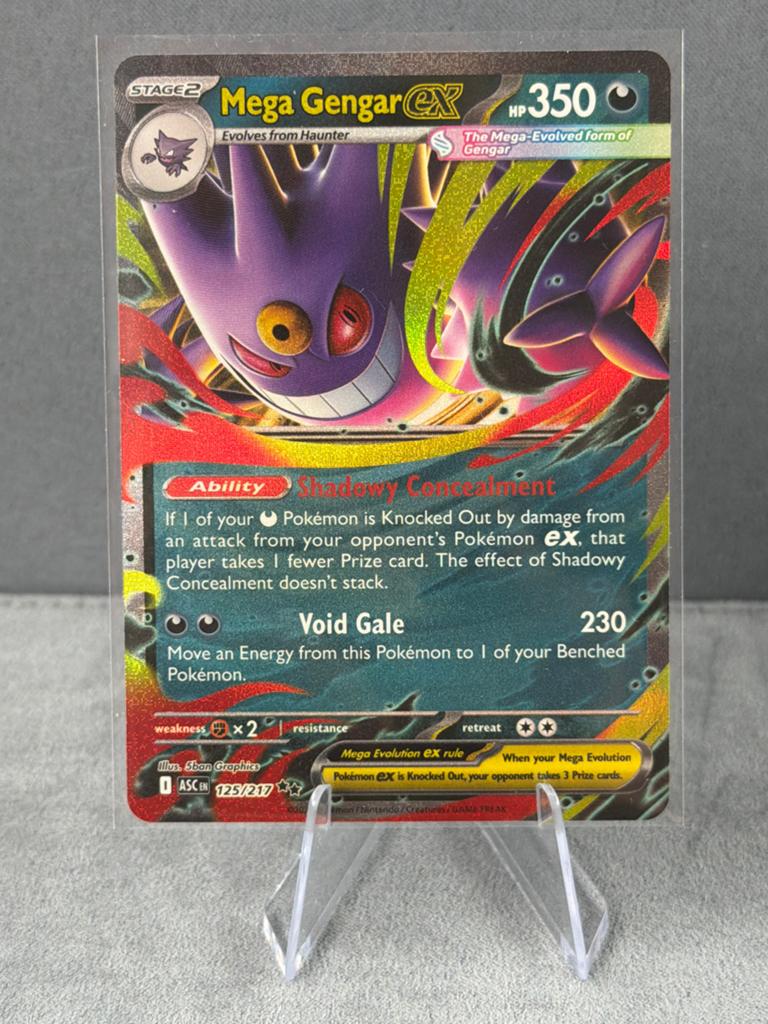 Mega Gengar EX Pokémon Kaart 125/217 ASC, Ophalen of Verzenden, Zo goed als nieuw, Losse kaart, Foil