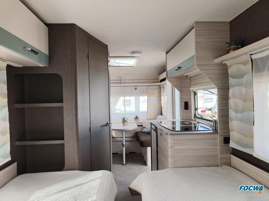 Dethleffs C'Joy 460 EL Mover 2 Enkele Bedden Zit, Caravans en Kamperen, Caravans, Standaardzit, Lengtebed, Schokbreker, Bedrijf
