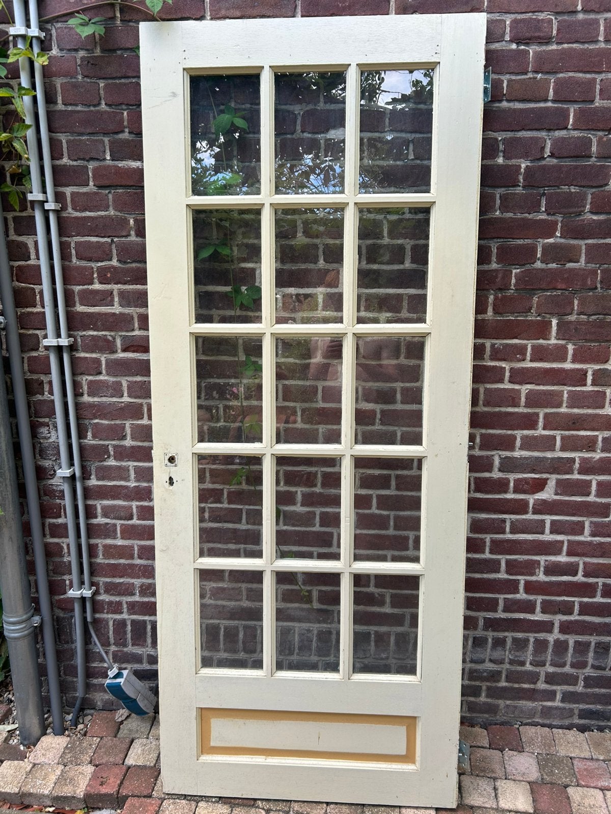 Houte binnendeur met glazen ruitjes, Ophalen, Zo goed als nieuw, Binnendeur, 200 tot 215 cm