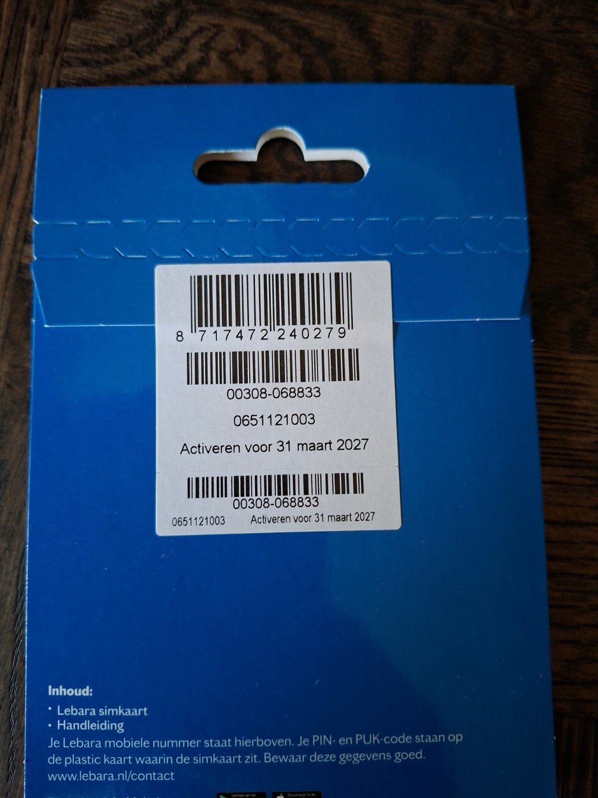 Lebara Simkaart - Nieuw en Ongeactiveerd Lekker  nummertje, Ophalen of Verzenden