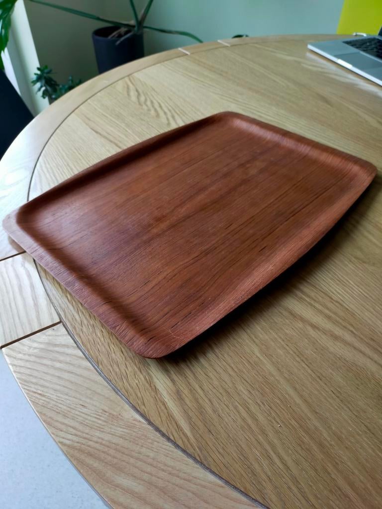 Retro Houten Fineer Dienblad Jaren '70, Ophalen of Verzenden, Gebruikt, Rechthoekig, Hout