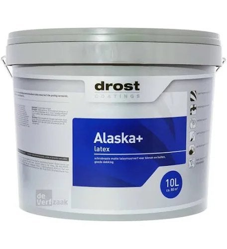 Drost Alaska+ Latex Muurverf - ca. 8 liter over, 5 tot 10 liter, Ophalen, Gebruikt, Verf