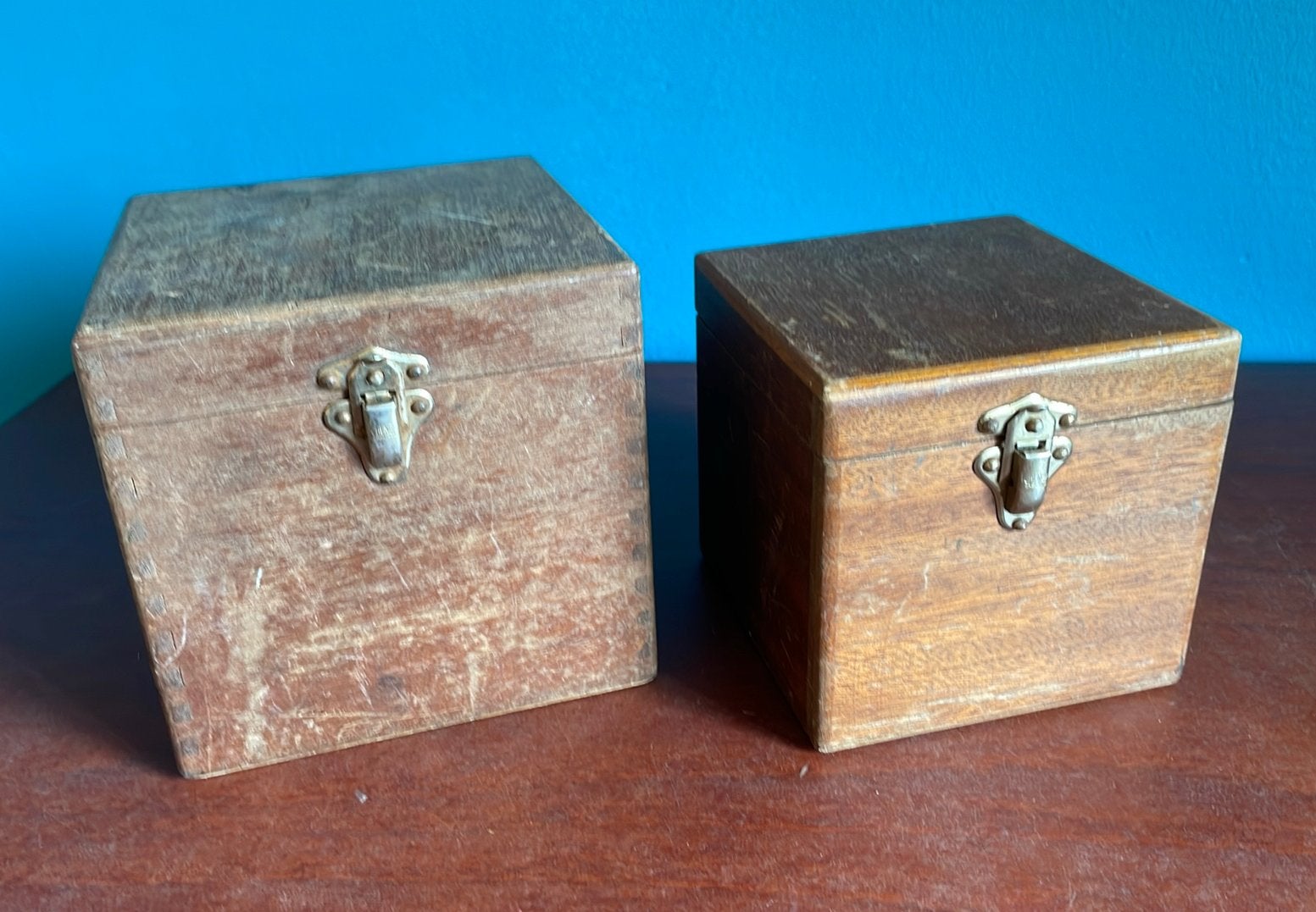 2 antieke hengel molen kistjes, Ophalen of Verzenden, Molen