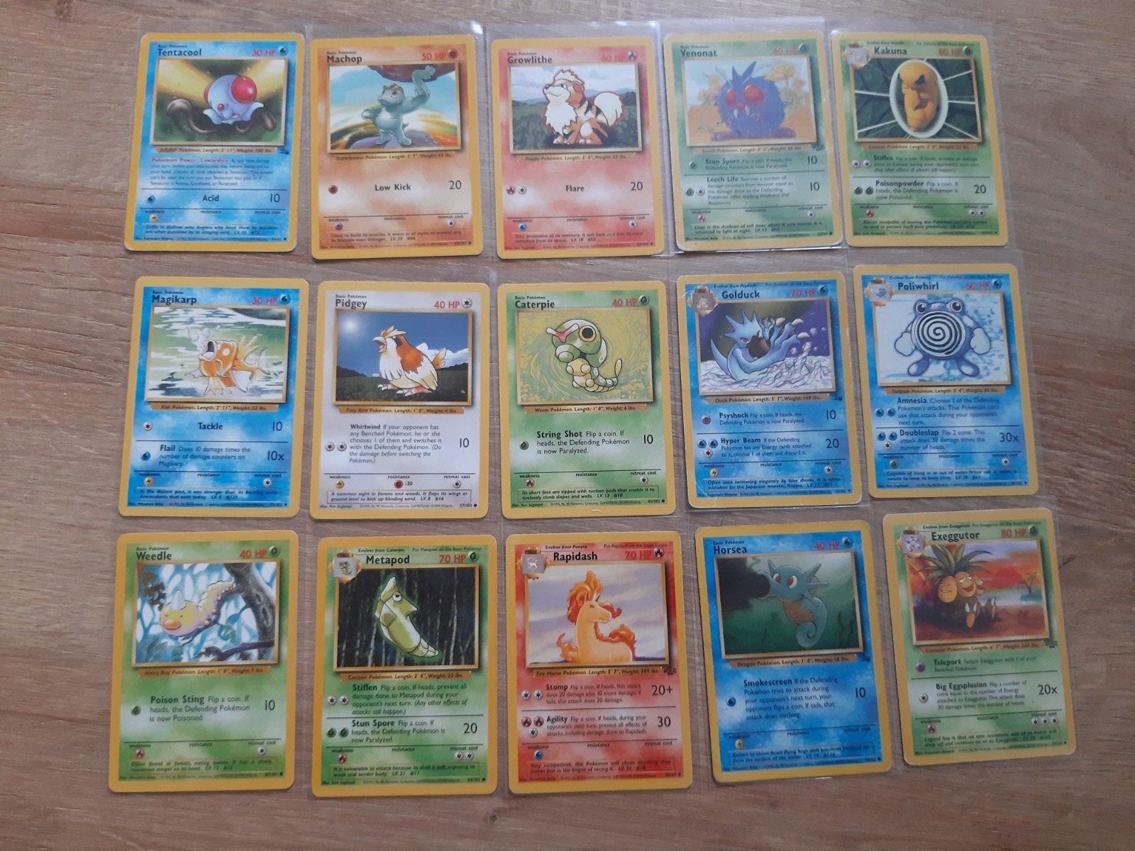 15 vintage Pokémon kaarten, Ophalen of Verzenden, Gebruikt, Meerdere kaarten