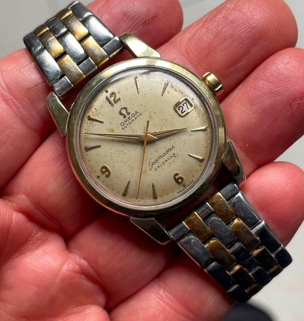 OMEGA SEAMASTER  horloge automatique calendar or et acier, Sieraden, Tassen en Uiterlijk, Horloges | Antiek, Ophalen, Staal, Polshorloge