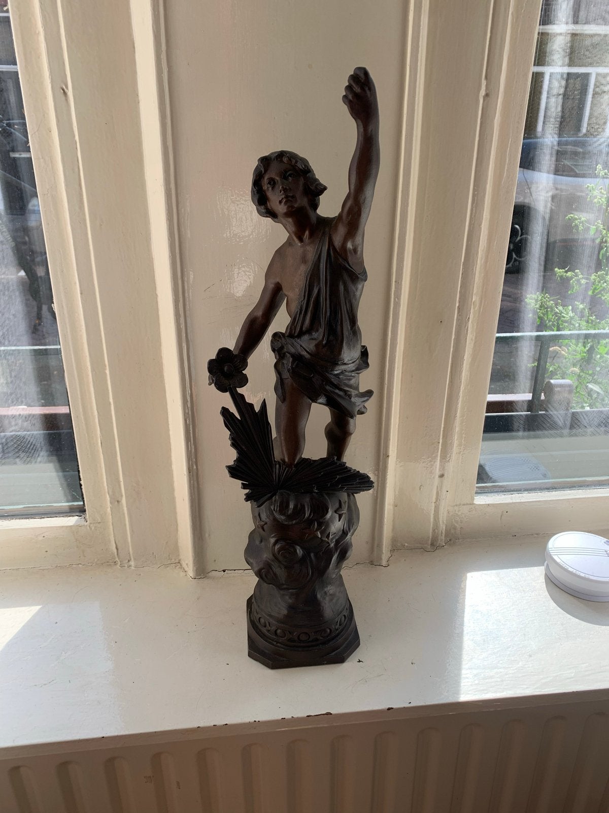 Antiek ( bronzen ??) lookalike beeld van Apollo, Ophalen, 50 - 100 cm, Beeld, Bruin