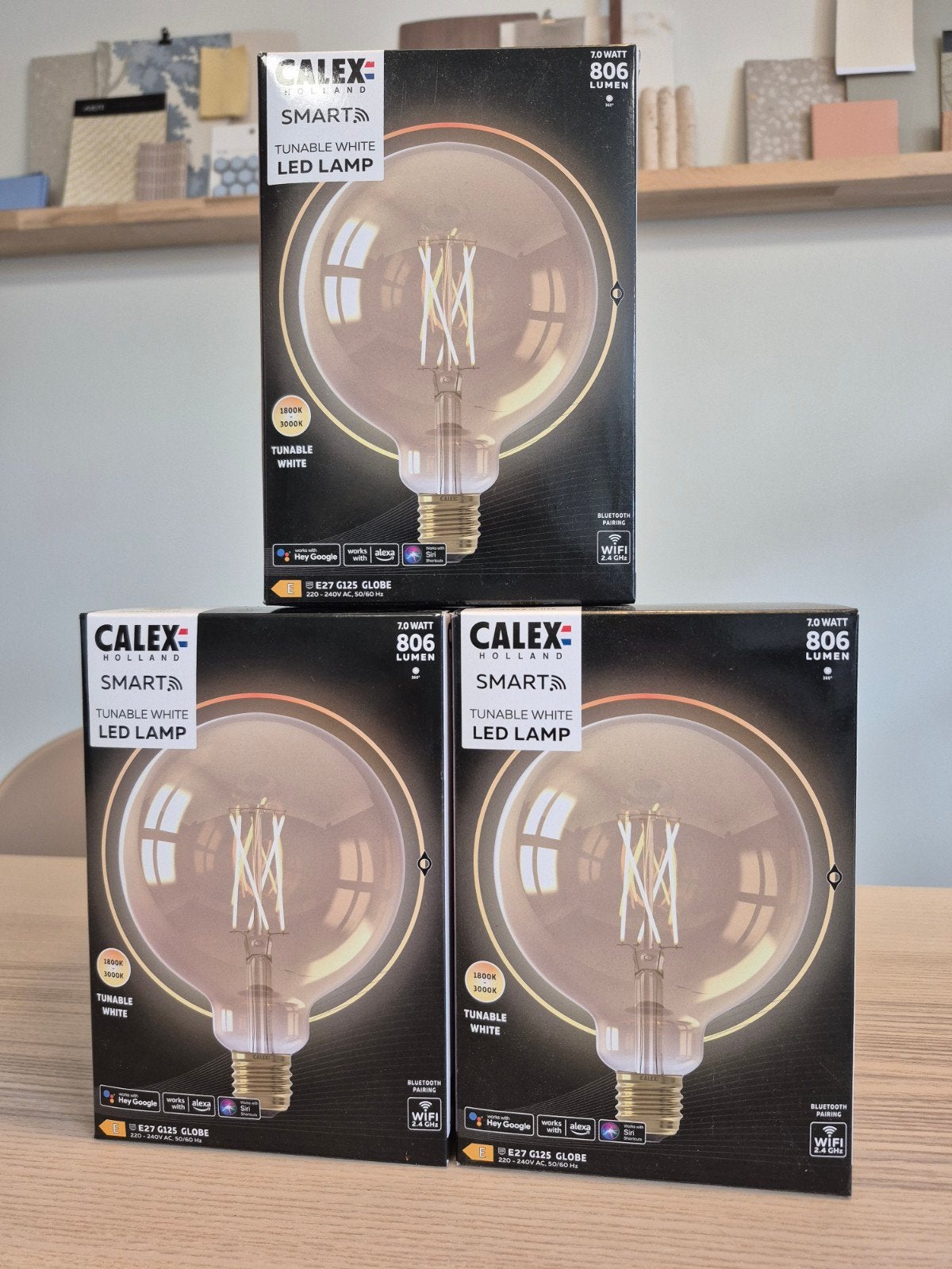 Calex smart lichtbron globe 3 stuks, Instelbaar wit, Smart lamp, Nieuw, Calex