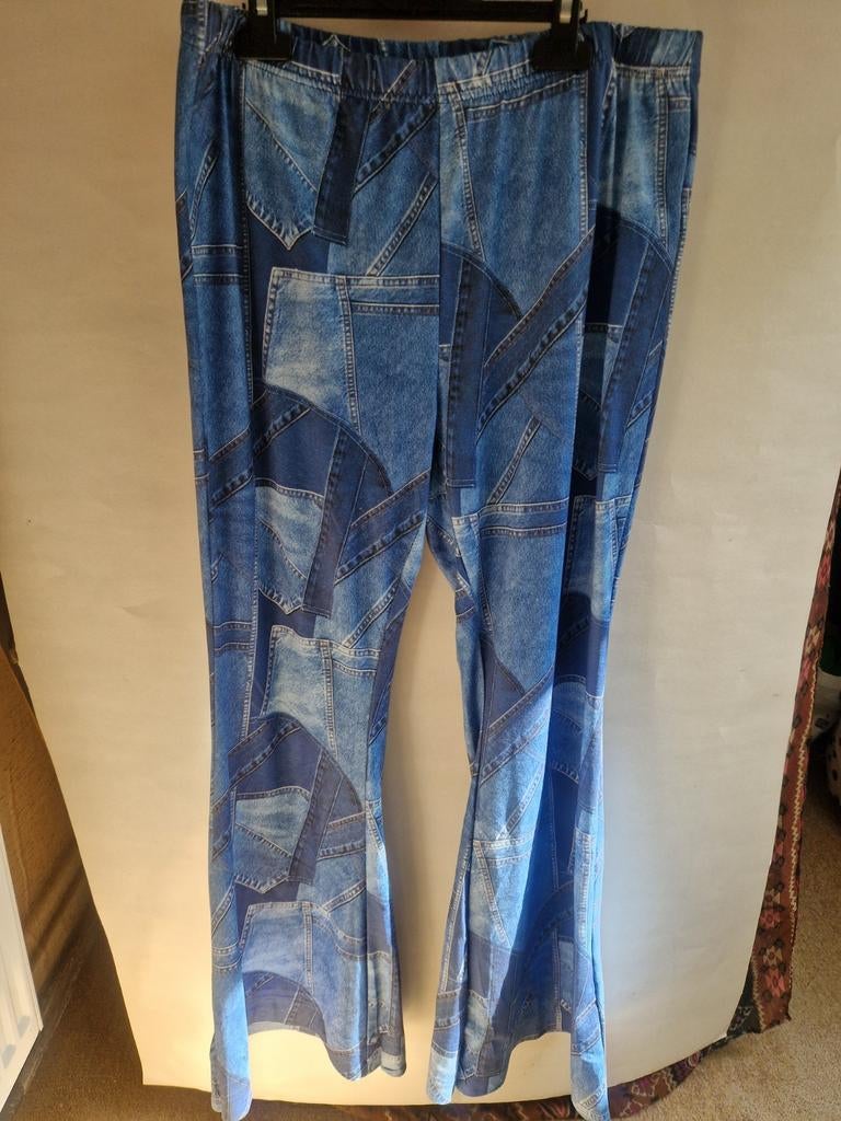 Flared legging broek jeanslook - Maat XL, Kort, Blauw, Maat 46/48 (XL) of groter, Ophalen of Verzenden