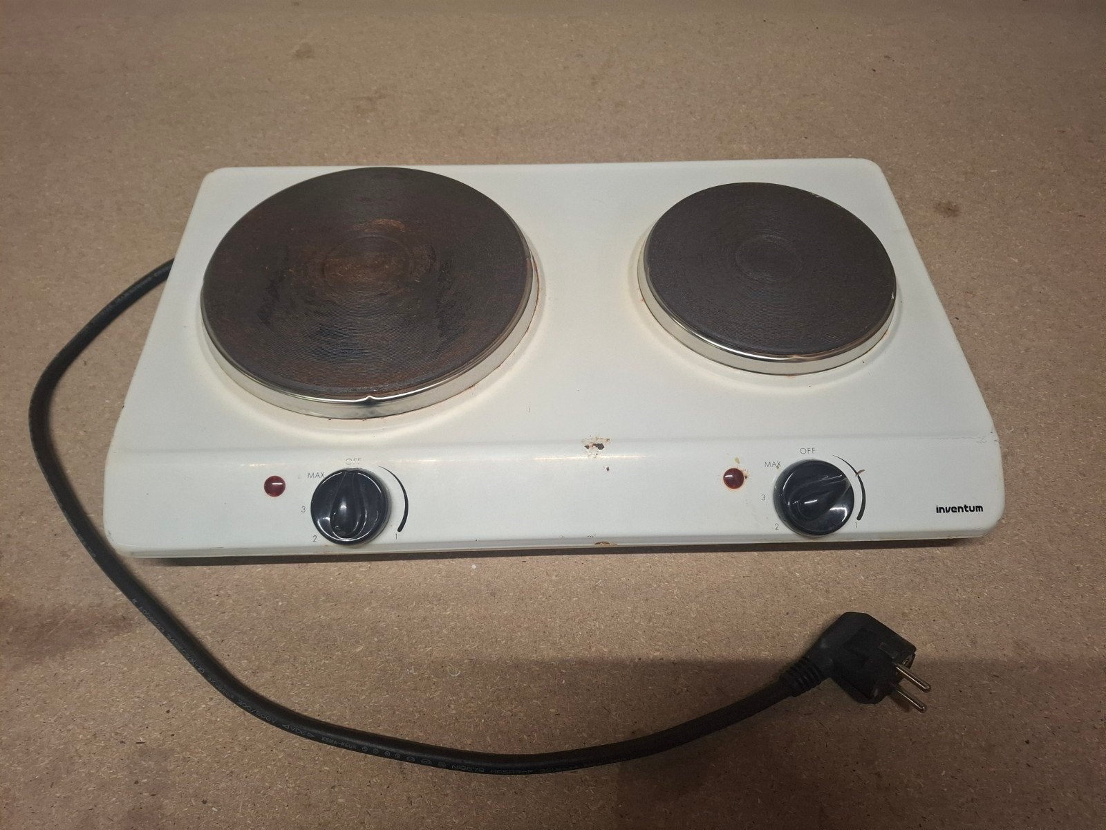 Inventum KP120 Dubbele Kookplaat - Wit, Gebruikt, 3 kookzones of minder, Ophalen of Verzenden, Vrijstaand