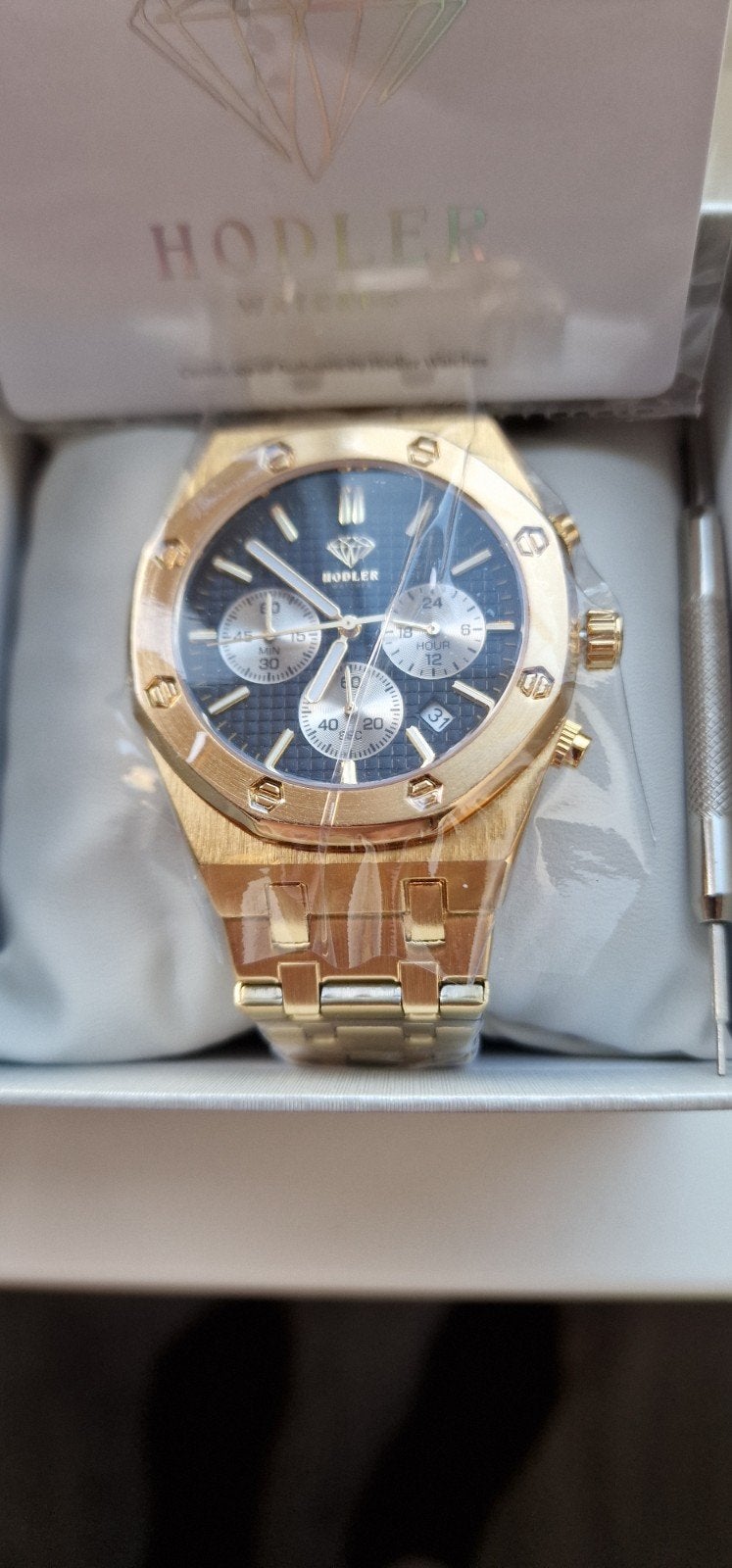 Hodler Horloge Montreux-Gold - Uniek, Verguld & Nieuw!, Overige merken, Staal, Staal, Polshorloge
