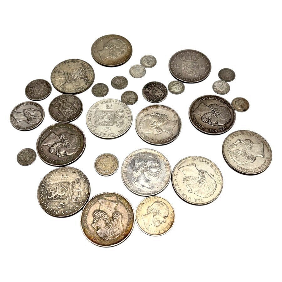 Lot 19e eeuws Nederlands zilveren muntgeld, Ophalen of Verzenden, Vóór koninkrijk, Losse munt, Zilver