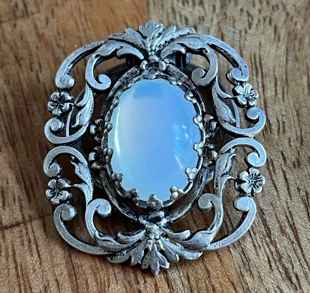 Sjaalklem vintage verzilverd/zilver niet gemerkt, Ophalen of Verzenden, Zo goed als nieuw, Zilver