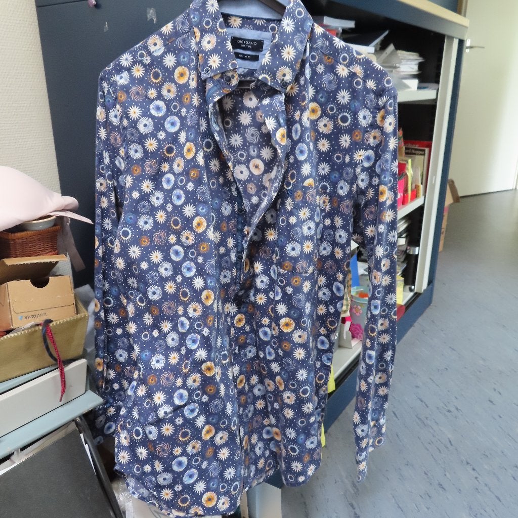 Giordano overhemd Giordano regular  39/40 getailleerd blauw, Halswijdte 39/40 (M), Zo goed als nieuw, Giordano, Verzenden