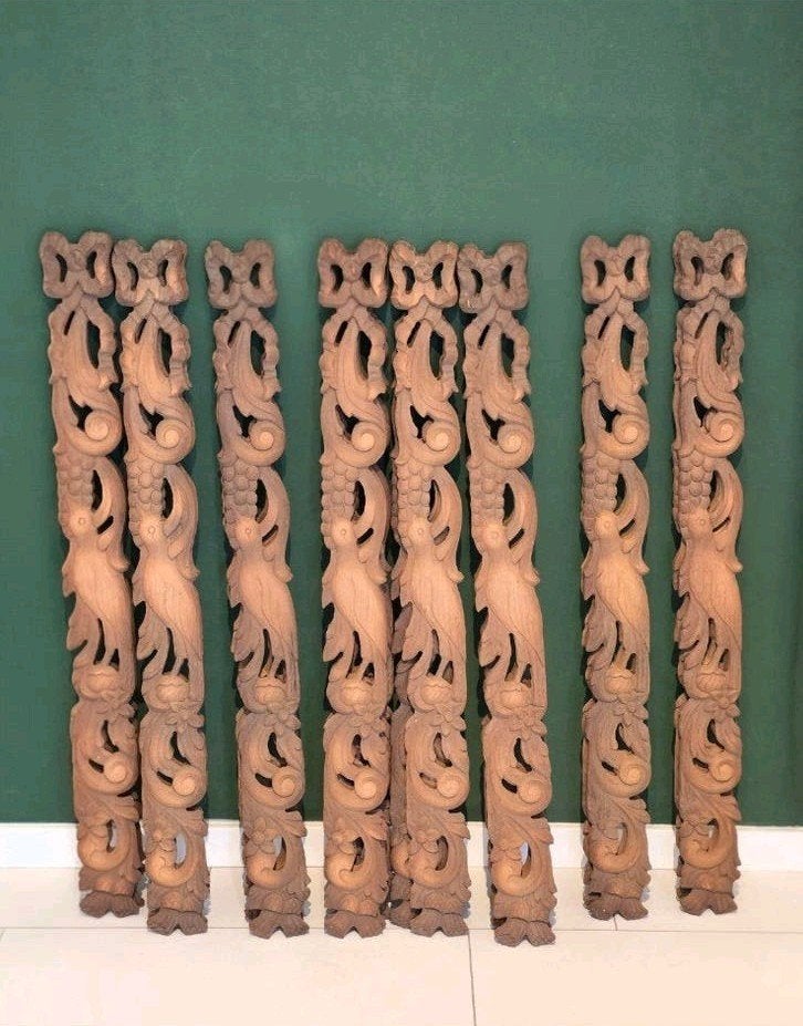 Set van 17 handgesneden houten ornamenten met vogels, Ophalen of Verzenden, Hout