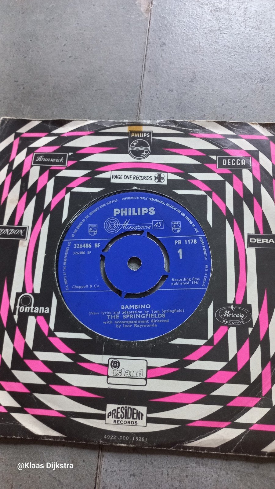 The Springfields - Bambino, Cd's en Dvd's, Vinyl Singles, Ophalen of Verzenden, Gebruikt, 7 inch, Pop