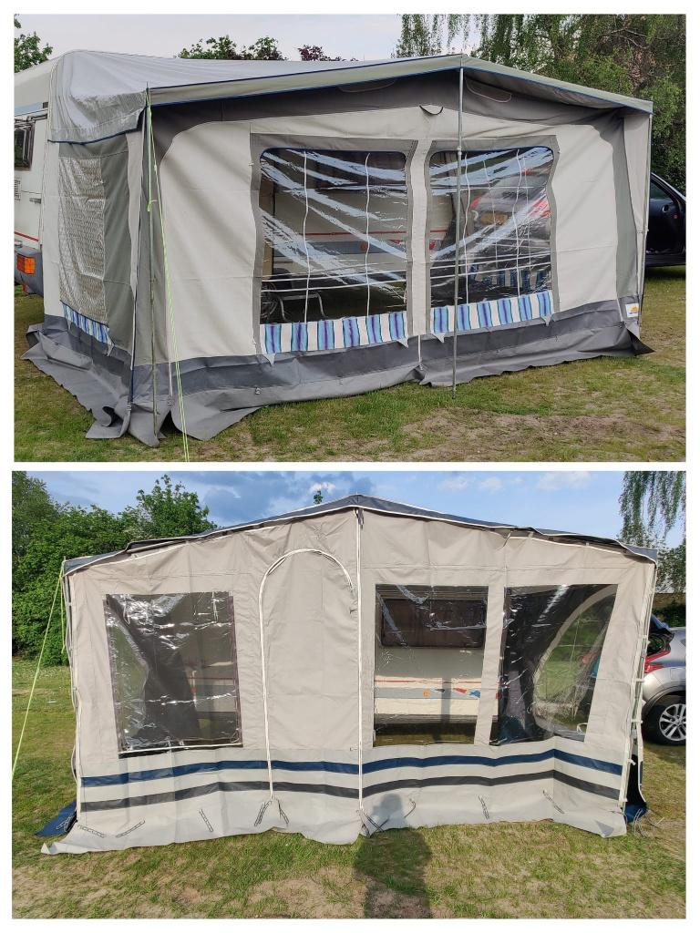 2 voortenten maat 9 Zomer+Winter, Caravans en Kamperen, Voortenten en Luifels, Ophalen, Zo goed als nieuw, Polyester, Overige merken