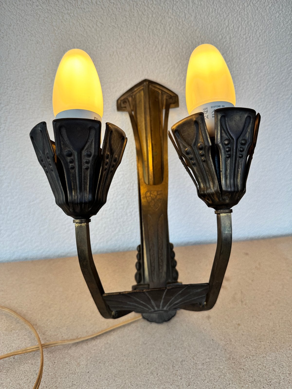 Jugendstil messing wandlamp muurlamp, Ophalen of Verzenden