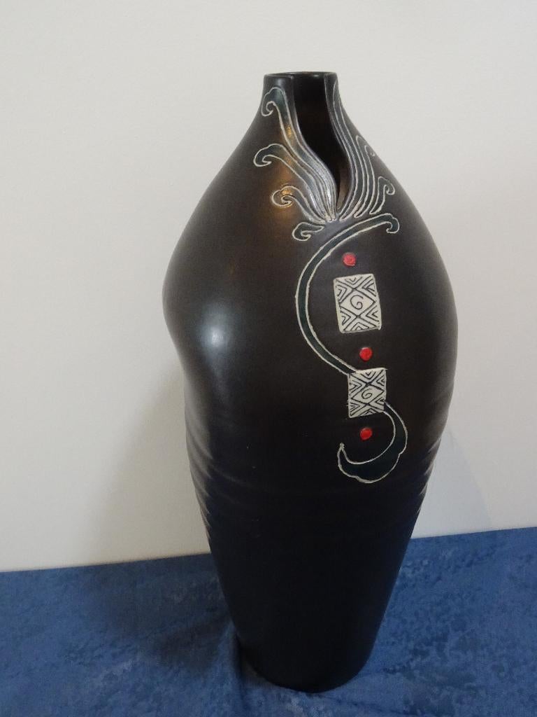 Japanse vaas handwerk vintage fat lava unieke vaas Japan, Overige kleuren, Aardewerk of Porselein, Ophalen of Verzenden, Zo goed als nieuw