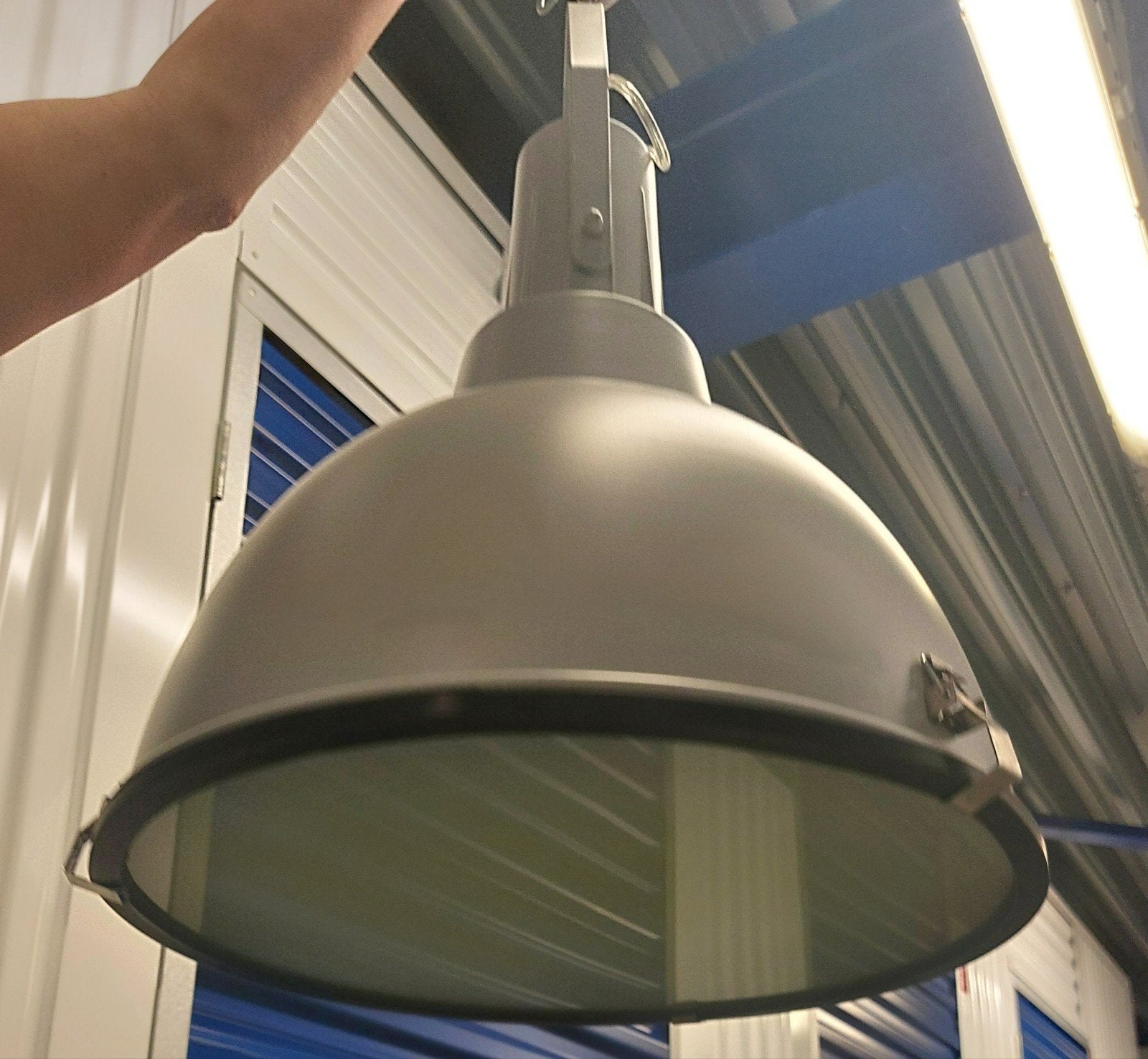 Industriële hanglamp grijs - Vintage look (Karwei, Brent), Huis en Inrichting, Lampen | Hanglampen, Ophalen of Verzenden, Zo goed als nieuw