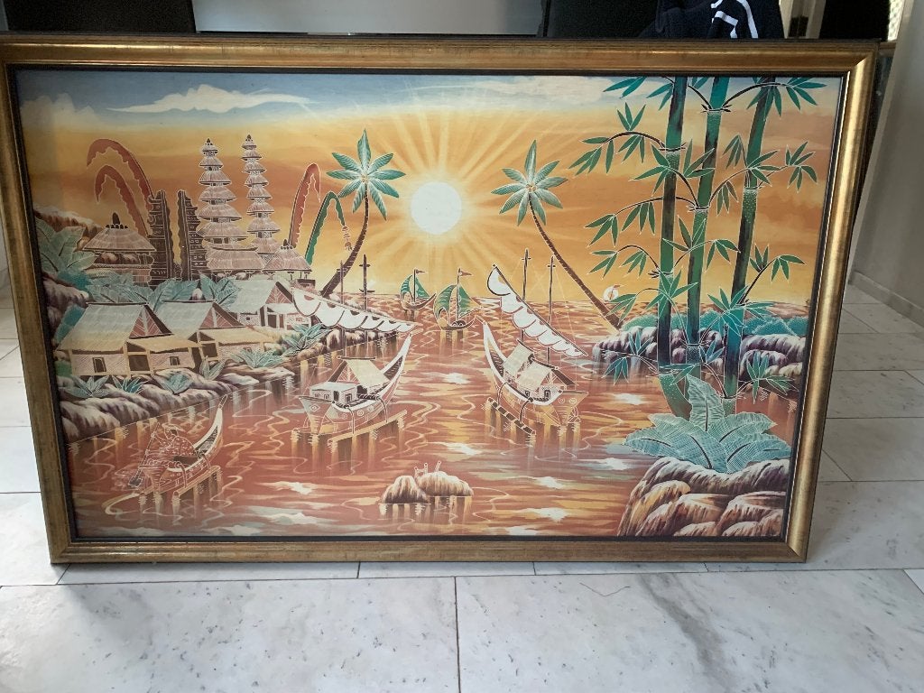Orgineel Batik schilderij uit Indonesië,waarschijnlijk Kabul, Ophalen