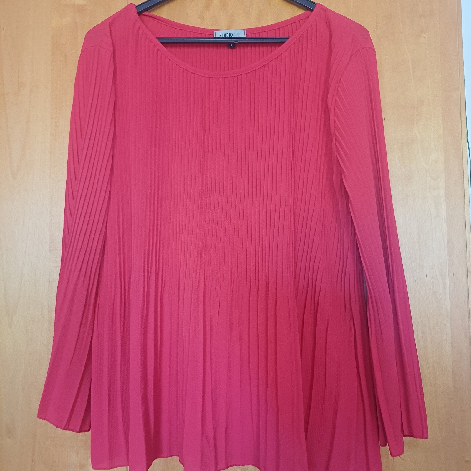 Studio Due Italia Rode Plissé Tuniek Maat L, Kleding | Dames, Studio Due Italia, Maat 42/44 (L), Ophalen of Verzenden, Zo goed als nieuw