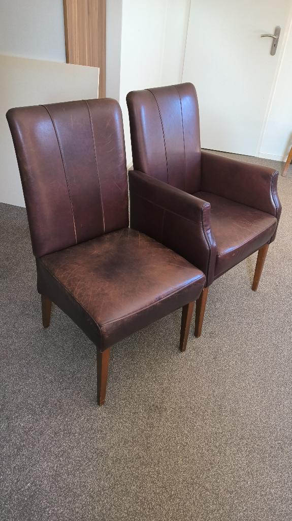 6x eetkamerstoelen, Huis en Inrichting, Stoelen, Ophalen, Gebruikt, Bruin, Klassiek