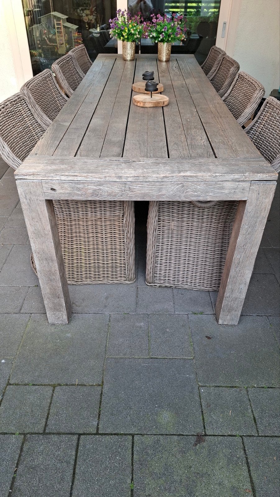 Grote tuinset: tafel (3x1m) met 10 Mondial Living stoelen, Ophalen of Verzenden