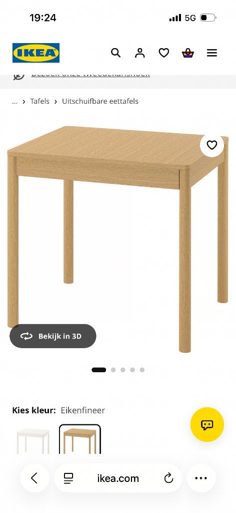 Tonstad IKEA uitschuifbare tafel, Ophalen, 100 tot 150 cm, Eikenhout, 50 tot 100 cm