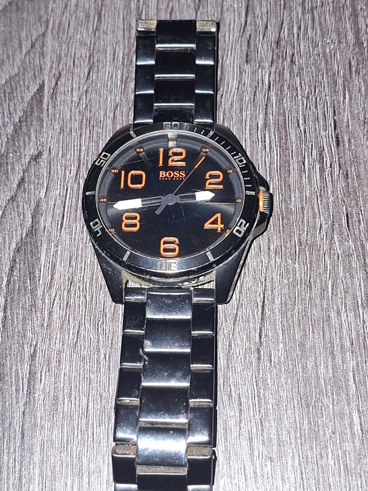 Hugo Boss Heren Horloge Zwart/Oranje - Berlin Black Steel, Staal, Gebruikt, Staal, Polshorloge